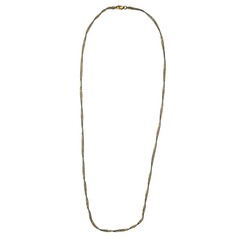 Gold-Tone 925 Sterling Silver 24 inch Two-Strand Snake Chain Necklace Italy VTG